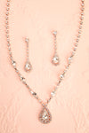 Cyrus Rosegold Crystal Earrings & Necklace Set | Boutique 1861 flat view
