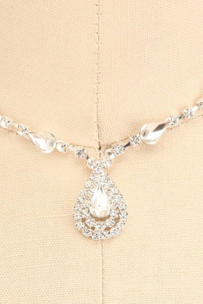 Cyrus Silver Crystal Earrings & Necklace Set | Boutique 1861 close-up