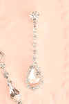 Cyrus Silver Crystal Earrings & Necklace Set | Boutique 1861 flat close-up