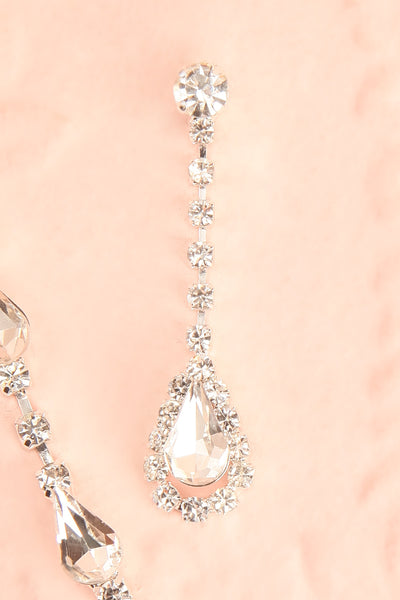 Cyrus Silver Crystal Earrings & Necklace Set | Boutique 1861 flat close-up