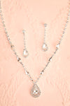 Cyrus Silver Crystal Earrings & Necklace Set | Boutique 1861 flat view