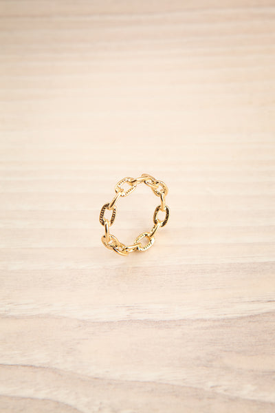 Czaplinek Or Fine Chain Links Textured Ring | La Petite Garçonne