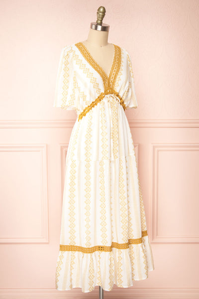 Daenerys Midi Dress w/ Geometric Motif | Boutique 1861 side view
