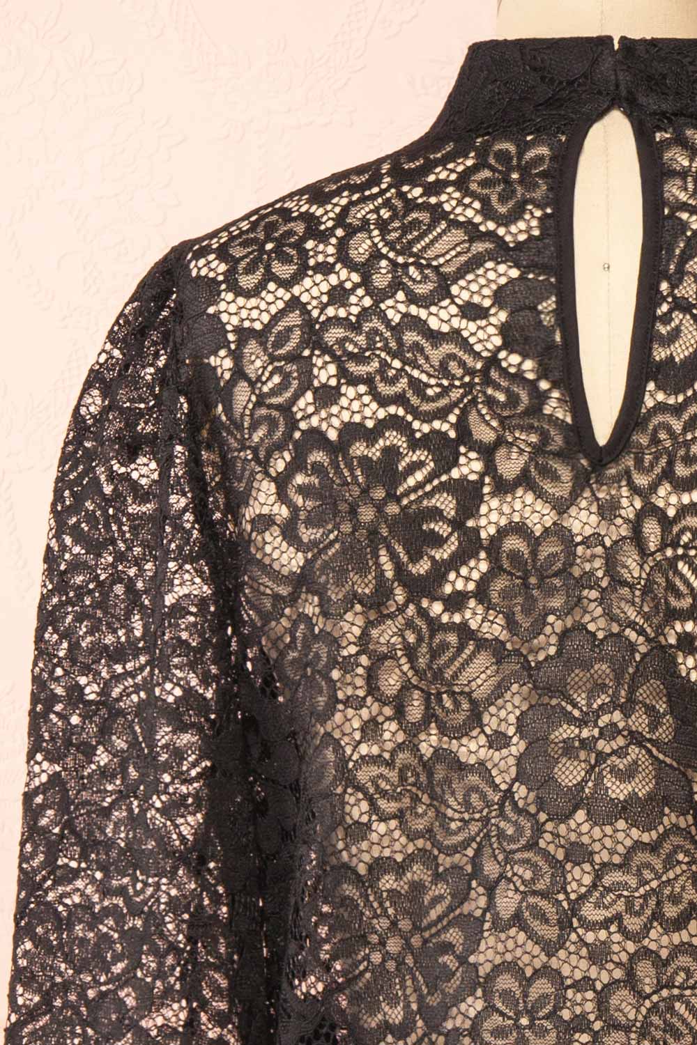 Dahana Black Floral Lace Blouse | Boutique 1861 back close-up