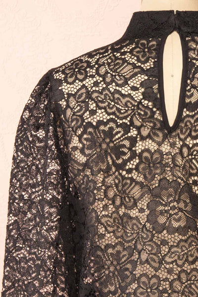 Dahana Black Floral Lace Blouse | Boutique 1861 back close-up