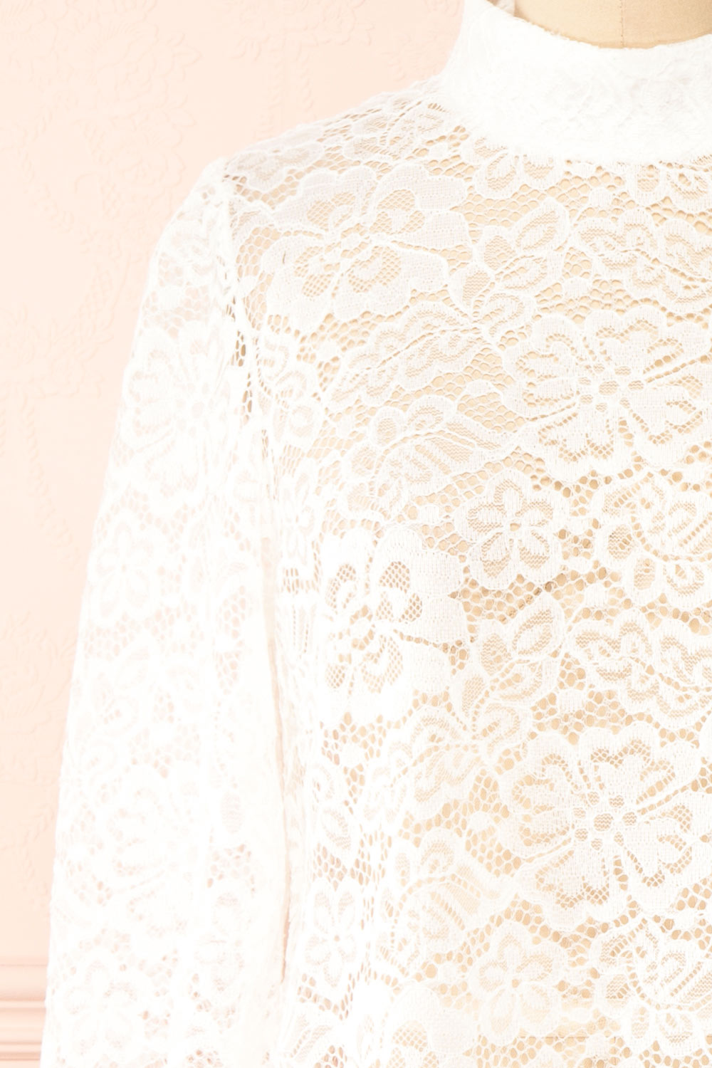 Dahana Ivory Floral Lace Blouse | Boutique 1861 front close-up