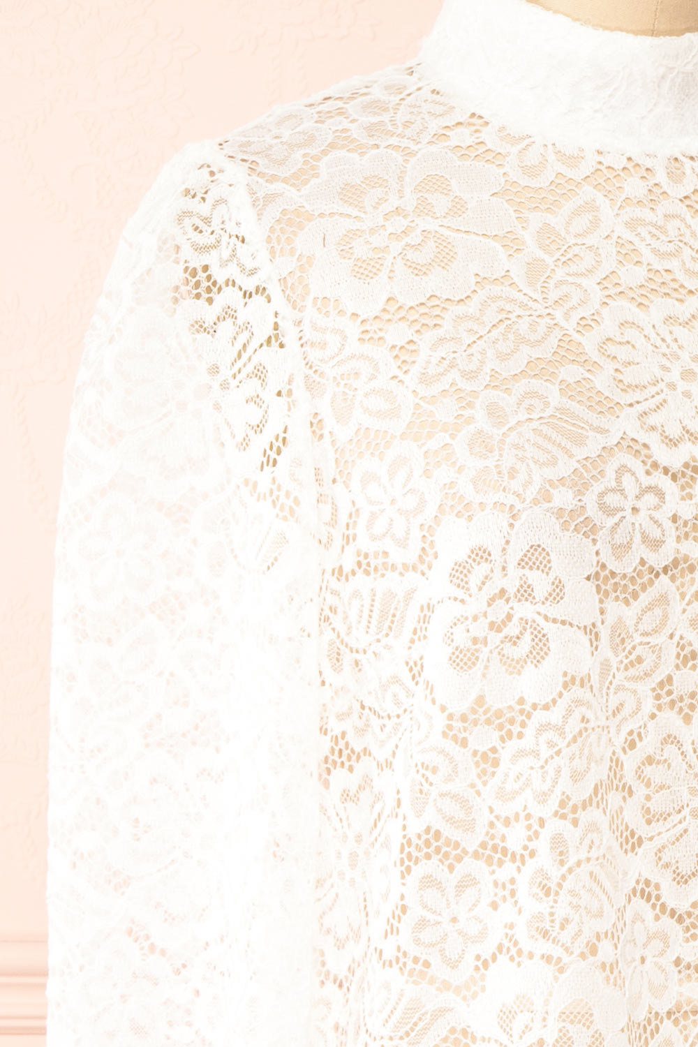 Dahana Ivory Floral Lace Blouse | Boutique 1861 side close-up
