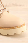 Dailyes Beige Lace Up Ankle Boots | La petite garçonne front close-up