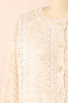 Dakota Button-Up Knit Cardigan w/ Lace Detail | Boutique 1861  front close-up