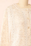 Dakota Button-Up Knit Cardigan w/ Lace Detail | Boutique 1861 side close-up
