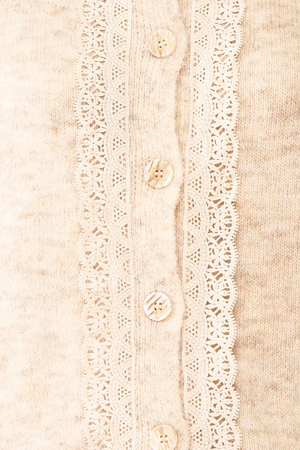 Dakota Button-Up Knit Cardigan w/ Lace Detail | Boutique 1861 fabric 