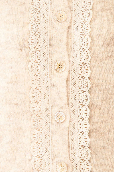 Dakota Button-Up Knit Cardigan w/ Lace Detail | Boutique 1861 fabric