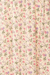 Dalida Beige Round Neck Floral Midi Dress w/ Ruffles | Boutique 1861 fabric