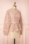 Danicha Dusty Pink Long Sleeved Lace Blouse | Boutique 1861 side view
