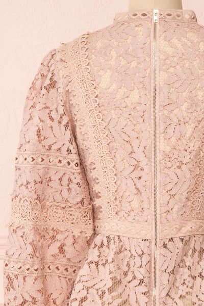 Danicha Dusty Pink Long Sleeved Lace Blouse | Boutique 1861 back close-up