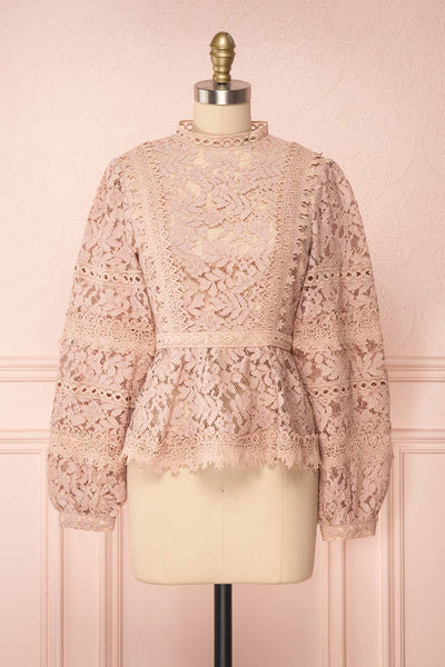 Danicha Dusty Pink Long Sleeved Lace Blouse | Boutique 1861