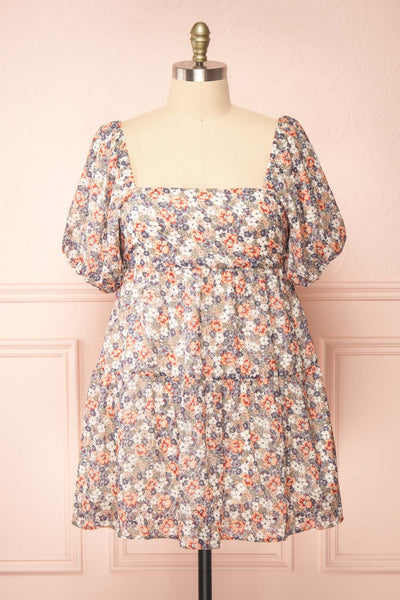 Daniela Balloon Sleeve Short Floral Dress | Boutique 1861 frotn view plus