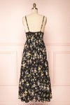 Danielle Black Floral Button-up Midi Dress | Boutique 1861 back view