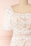 Daphnee Ivoire White Lace Fitted Cocktail Dress front close-up | Boutique 1861 front close-up
