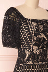 Daphnee Noir Black Lace Fitted Cocktail Dress | Boutique 1861 side close-up