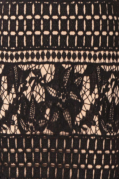 Daphnee Noir Black Lace Fitted Cocktail Dress | Boutique 1861 fabric detail
