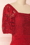 Daphnee Rouge Red Lace Fitted Cocktail Dress | Boutique 1861 side close-up
