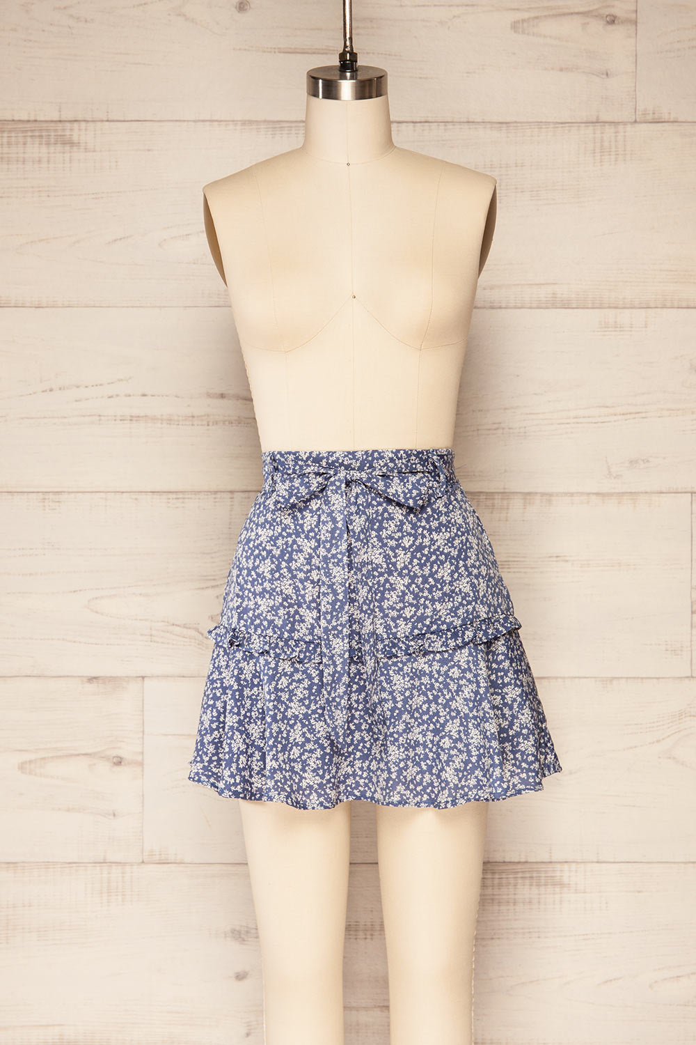 Dappel Blue Floral Skort w/ Ruffles & Fabric Belt | La petite garçonne front view 