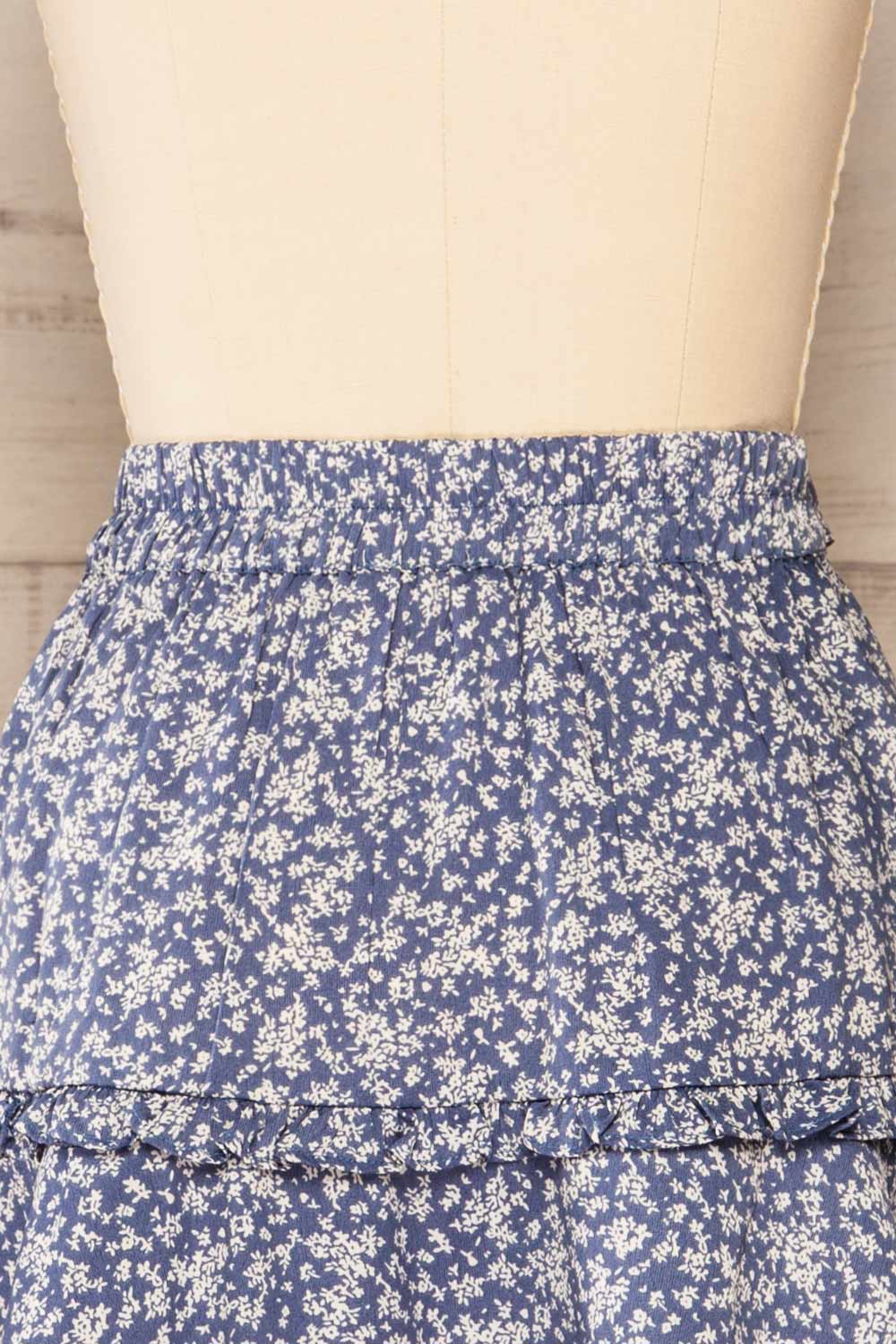 Dappel Blue Floral Skort w/ Ruffles & Fabric Belt | La petite garçonne back close-up