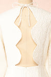 Daria Ivory Textured Open-Back Short Dress | Boutique 1861 back close-up