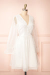 Darlene Short White A-Line Dress w/ Pearls | Boutique 1861 side view