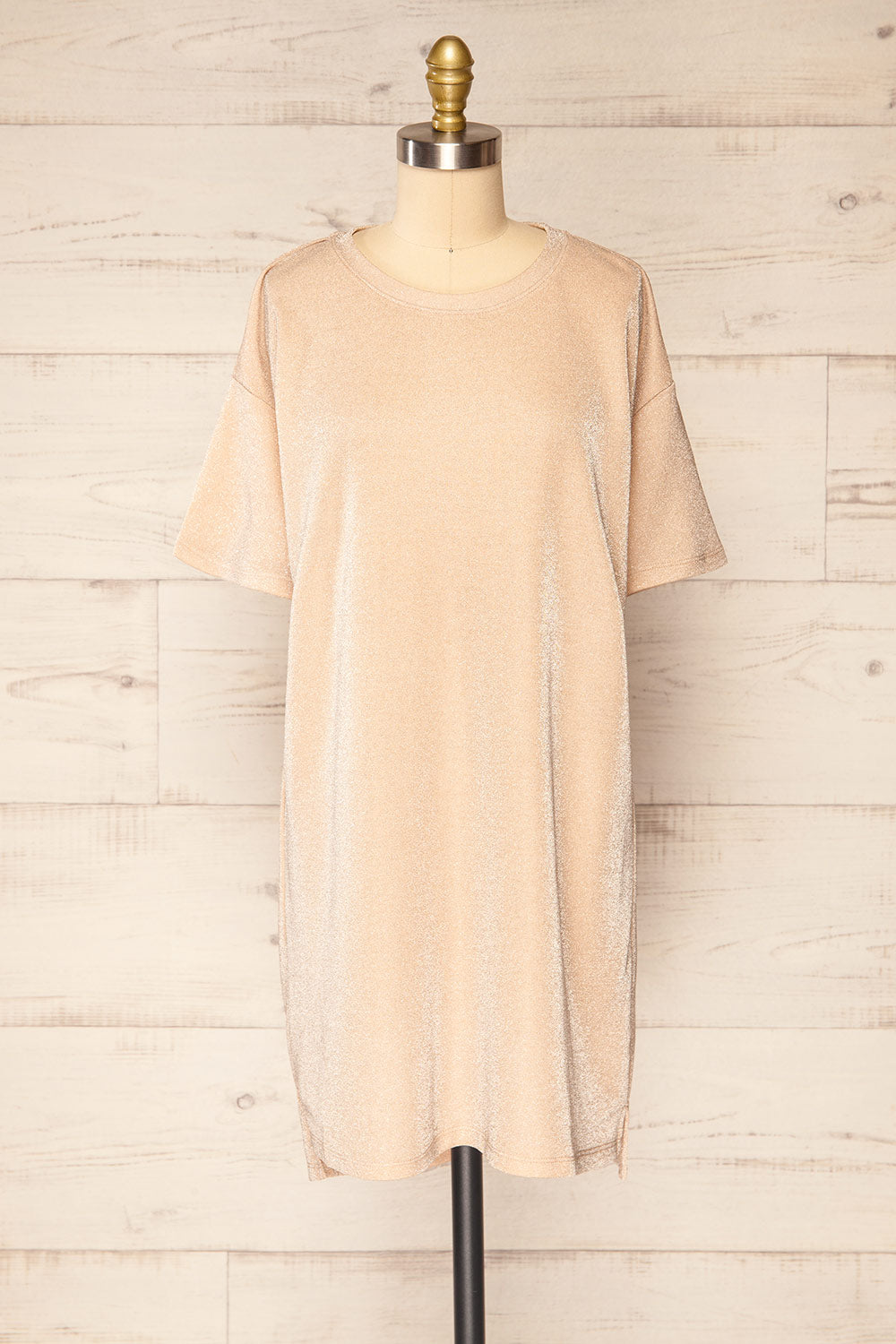 Dattilo Blush Shimmery T-Shirt Dress | La petite garçonne front view