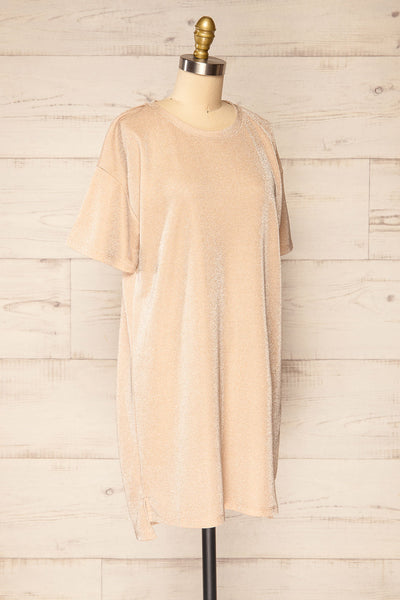Dattilo Blush Shimmery T-Shirt Dress | La petite garçonne side view