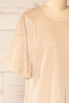 Dattilo Blush Shimmery T-Shirt Dress | La petite garçonne side close-up