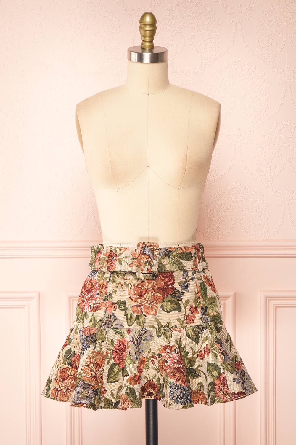 Davido Short A-Line Jacquard Skirt | Boutique 1861  front view
