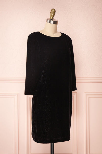Davorka Black Shimmering Velvet Cocktail Dress  | SIDE VIEW | Boutique 1861