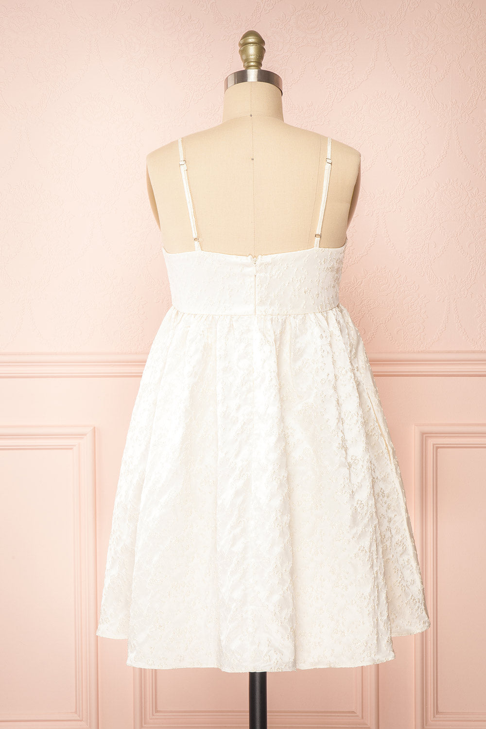 Daya White Satin Embroidered Babydoll Dress | Boutique 1861  back view