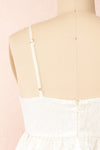 Daya White Satin Embroidered Babydoll Dress | Boutique 1861  back close-up