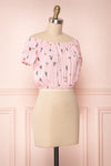 Dazaifu Pink Printed Off-Shoulder Crop Top | Boutique 1861 3