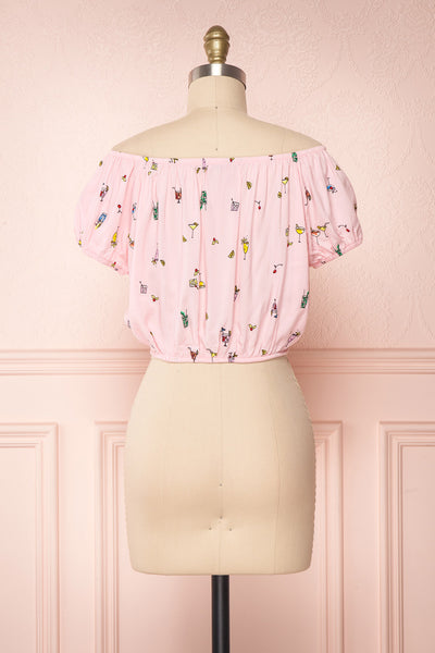 Dazaifu Pink Printed Off-Shoulder Crop Top | Boutique 1861 5