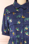 Dazime Floral Maxi Dress w/ Shirt Collar | Boutique 1861 front close-up