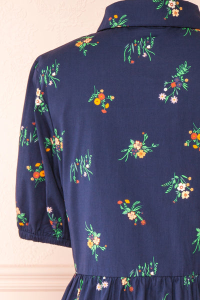 Dazime Floral Maxi Dress w/ Shirt Collar | Boutique 1861 back close-up