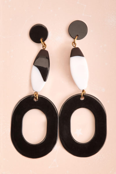 Deanna Durbin Funky Black & White Pendant Earrings | Boutique 1861