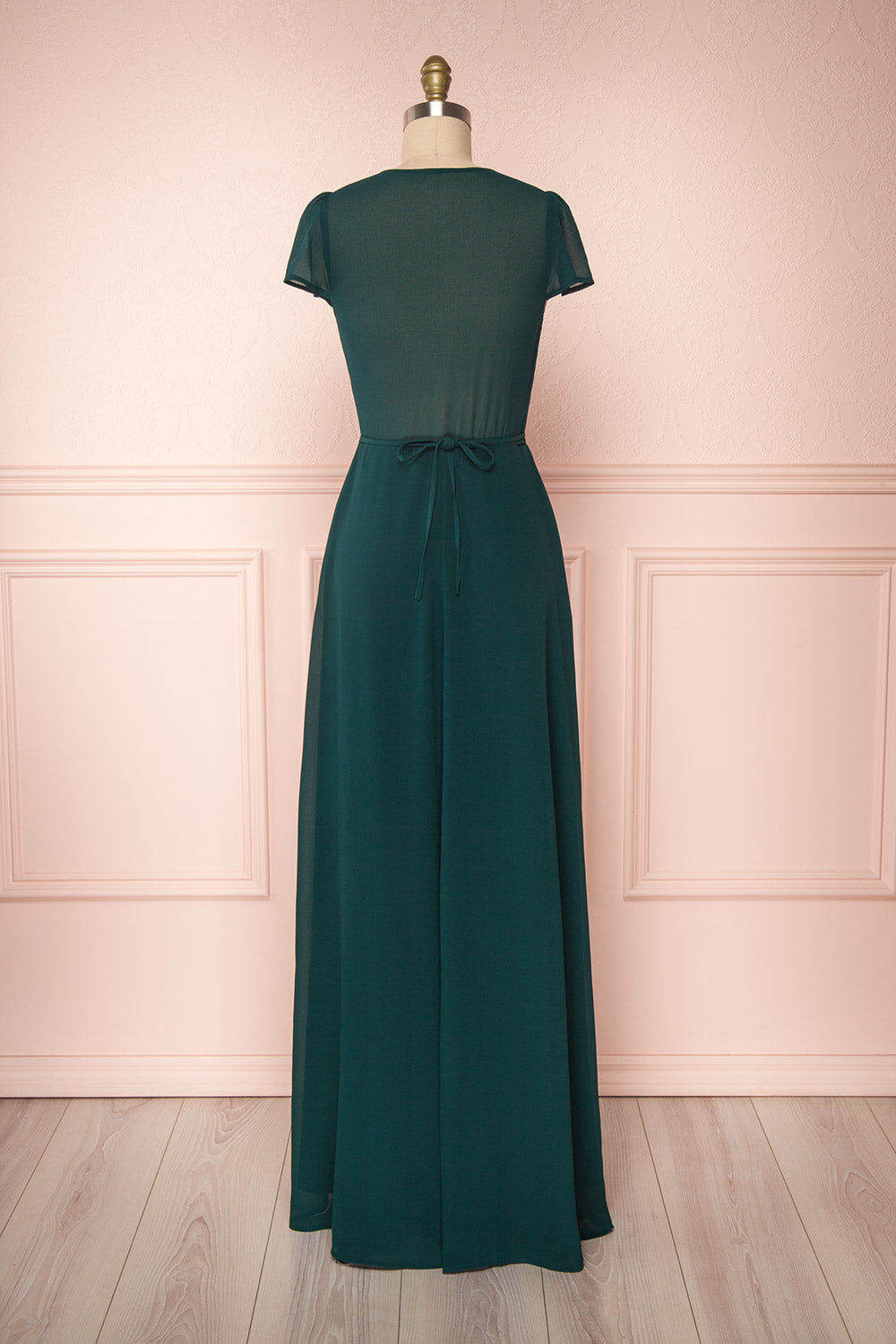 Debbie Émeraude Emerald Minimal Maxi Wrap Dress | Boudoir 1861 back view