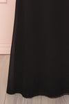 Debbie Noire Black Minimalist Maxi Wrap Dress | Boudoir 1861 bottom close-up