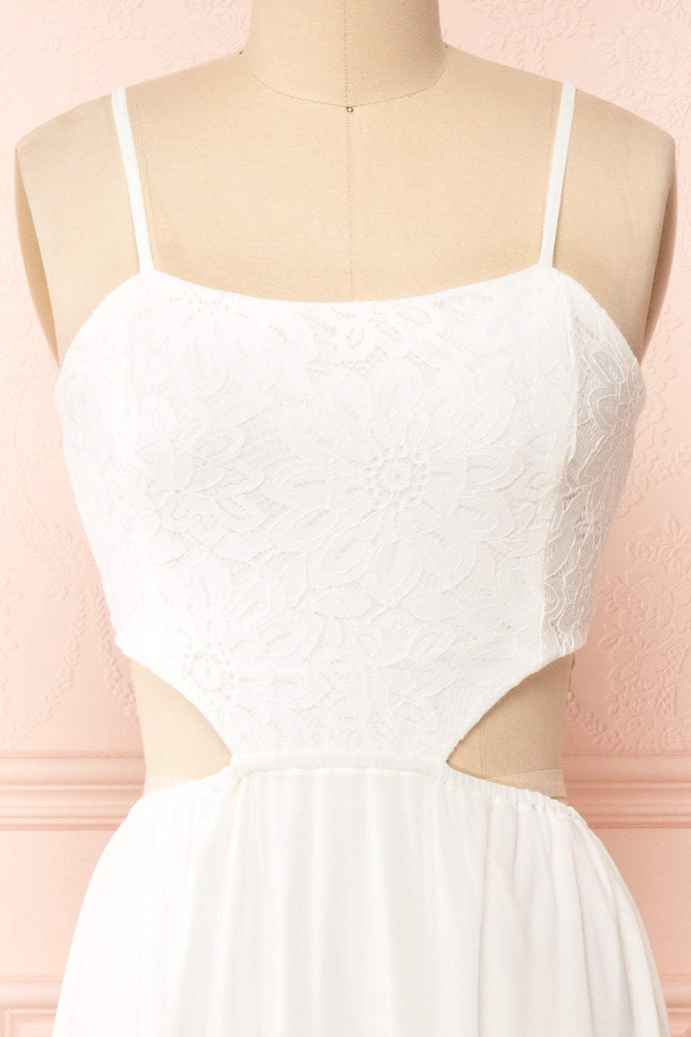 Decima Sleeveless Maxi Dress w/ Cut-Outs | Boutique 1861 front close-up