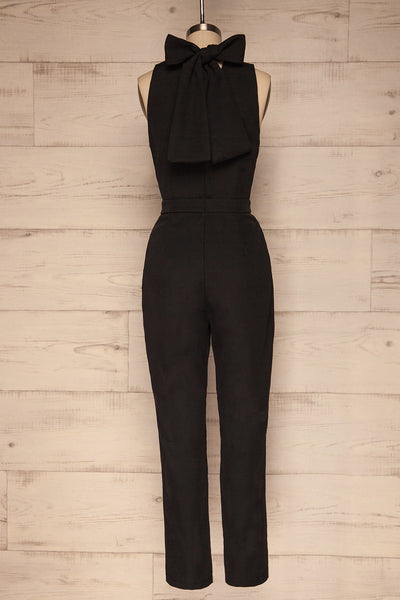 Delft Noir Black Jumpsuit w/ Stand Collar back view | La Petite Garçonne