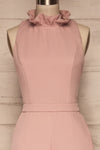 Delft Rose Pink Jumpsuit w/ Stand Collar front close up | La Petite Garçonne