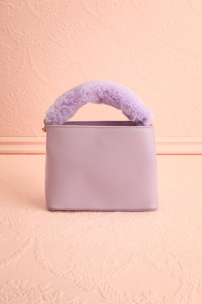 Deliah Lilac Small Handbag w/ Fluffy Handle | Boutique 1861 front view