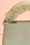 Deliah Mint Small Handbag w/ Fluffy Handle | Boutique 1861 front close-up