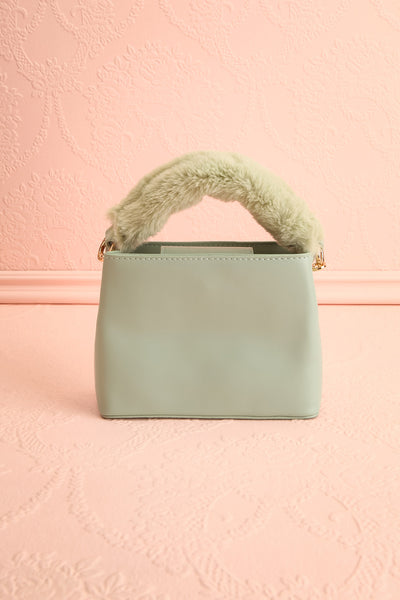 Deliah Mint Small Handbag w/ Fluffy Handle | Boutique 1861 front view
